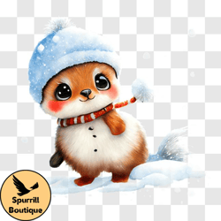 Adorable Winter dressed Squirrel in the Snow PNG Design 251