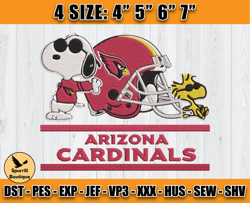 Cardinals Embroidery, Snoopy Embroidery, NFL Machine Embroidery Digital, 4 sizes Machine Emb Files -13 - Spurrill