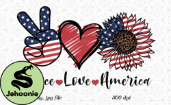 Peace Love America Sunflower, Patriotic Design 66
