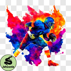 Colorful American Football Player Painting PNG