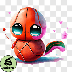 Cute Pink Basketball Toy with Ice Cream Cone PNG