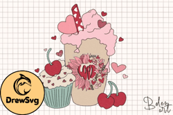 Love Coffee Cupcake Cherry Valentine PNG