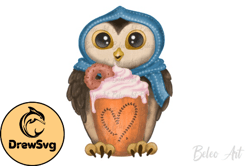 Baby Owl Drink Hot Coffee PNG