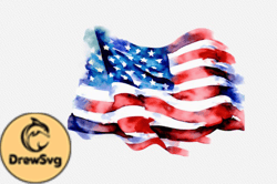 Watercolor 4th July, American Flag Design 11
