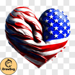 Heart Shaped American Flag PNG Design 203