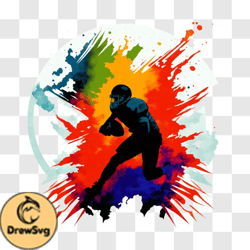 Football Player Running with the Ball Silhouette PNG Design 293