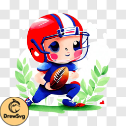 Fun Cartoon Image of a Football Player Holding a Football PNG