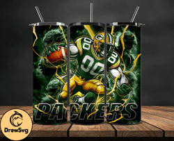 Green Bay Packers Tumbler Wrap Glow, NFL Logo Tumbler Png, NFL Design Png-12