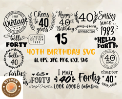 40Th Birthday Svg Bundle, Birthday Svg, Happy Birthday Png, T-shirt Designs 04