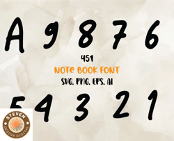 Notebook Font Svg Png Pdf Dxf, Modern Font, Fonts For Cricut, Beauty Font, Font For T-shirt 58