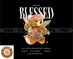 Blessed Teddy Bear Stretwear, Teddy Bear Tshirt Design, Streetwear Teddy Bear PNG, Urban, DTG, DTF 116