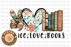 Peace Love Book Sublimation Design
