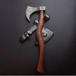 Viking Axe made of Damascus Steel with a Rosewood shaft, a custom-made gift axe that would make a perfect present for hi