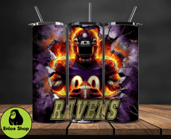 Baltimore Ravens Tumbler Wrap, Crack Hole Design, Logo NFL Football, Sports Tumbler Png, Tumbler Design by Enloe Shop St