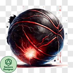 Black Basketball with Red Splatters PNG Design 61