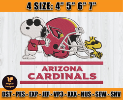 Cardinals Embroidery, Snoopy Embroidery, NFL Machine Embroidery Digital, 4 sizes Machine Emb Files -13 -Wagner