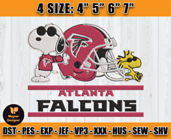 Atlanta Falcons Embroidery, Snoopy Embroidery, NFL Machine Embroidery Digital, 4 sizes Machine Emb Files-05-Wagner