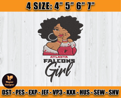 Atlanta Falcons Embroidery, NFL Girls Embroidery, NFL Machine Embroidery Digital, 4 sizes Machine Emb Files -21-Wagner