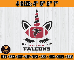 Atlanta Falcons Embroidery, Unicorn Embroidery, NFL Machine Embroidery Digital, 4 sizes Machine Emb Files -25-Wagner
