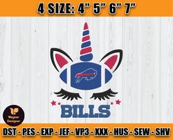 Buffalo Bills Embroidery, Unicorn Embroidery, NFL Machine Embroidery Digital, 4 sizes Machine Emb Files -02-Wagner