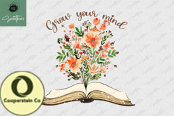 Grow Your Mind Book with Flowers Vintage Design 46