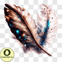 Glowing Feather on Blue and Purple Background PNG Design 208