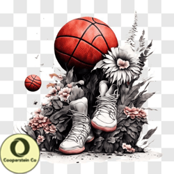 Basketball Shoes in a Floral Setting PNG Design 47
