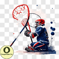 Lacrosse Player Ready to Shoot Puck with Hockey Stick PNG Design 123