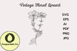 Vintage Flower Drawing Clipart Design 170