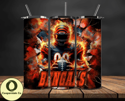 Cincinnati Bengals  Tumbler Wrap, Crack Hole Design, Logo NFL Football, Sports Tumbler Png, Tumbler Design 03