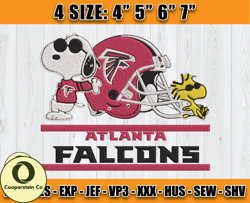 Atlanta Falcons Embroidery, Snoopy Embroidery, NFL Machine Embroidery Digital, 4 sizes Machine Emb Files-05-Cooperstein