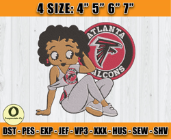 Atlanta Falcons Embroidery, Betty Boop Embroidery, NFL Machine Embroidery Digital, 4 sizes Machine Emb Files -28-Coopers