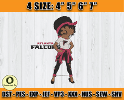 Atlanta Falcons Embroidery, Betty Boop Embroidery, NFL Machine Embroidery Digital, 4 sizes Machine Emb Files -29-Coopers