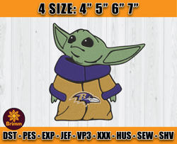 Ravens Embroidery, Baby Yoda Embroidery, NFL Machine Embroidery Digital, 4 sizes Machine Emb Files -02-Cooperstein
