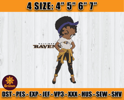 Ravens Embroidery, Betty Boop Embroidery, NFL Machine Embroidery Digital, 4 sizes Machine Emb Files -19-Cooperstein