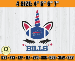 Buffalo Bills Embroidery, Unicorn Embroidery, NFL Machine Embroidery Digital, 4 sizes Machine Emb Files -02-Cooperstein