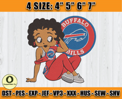 Buffalo Bills Embroidery, Betty Boop Embroidery, NFL Machine Embroidery Digital, 4 sizes Machine Emb Files -07-Cooperste