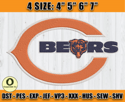 Chicago Bears Embroidery, NFL Bears Embroidery, NFL Machine Embroidery Digital, 4 sizes Machine Emb Files - 02 Cooperste