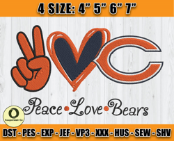 Chicago Bears Embroidery, Peace Love Chicago Bears, NFL Machine Embroidery Digital, 4 sizes Machine Emb Files -22 Cooper