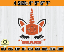 Chicago Bears Embroidery, Unicorn Embroidery, NFL Machine Embroidery Digital, 4 sizes Machine Emb Files -23 Cooperstein