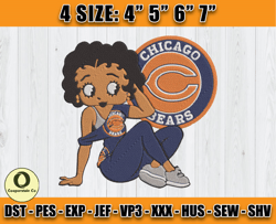 Chicago Bears Embroidery, Betty Boop Embroidery, NFL Machine Embroidery Digital, 4 sizes Machine Emb Files -24 Cooperste