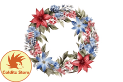 Watercolor 4th of July Wreath Clipart Design 105