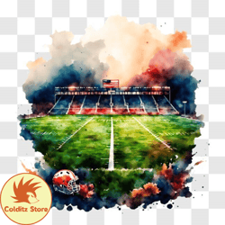 Watercolor painting of an empty football field PNG Design 291