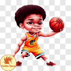 Young Boy with Basketball PNG Design 55