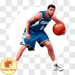 Basketball Player Holding Basketball PNG Design 57