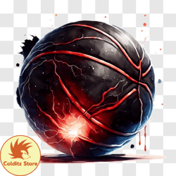 Black Basketball with Red Splatters PNG Design 61