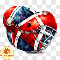 Norway Flag Hockey Helmet Watercolor Painting PNG Design 131