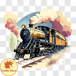 Old Fashioned Train on the Move PNG Design 166