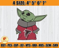Atlanta Falcons Embroidery, Baby Yoda Embroidery, NFL Machine Embroidery Digital, 4 sizes Machine Emb Files -26-Colditz