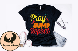 Pray Jump Repeat Vintage T Shirt Design